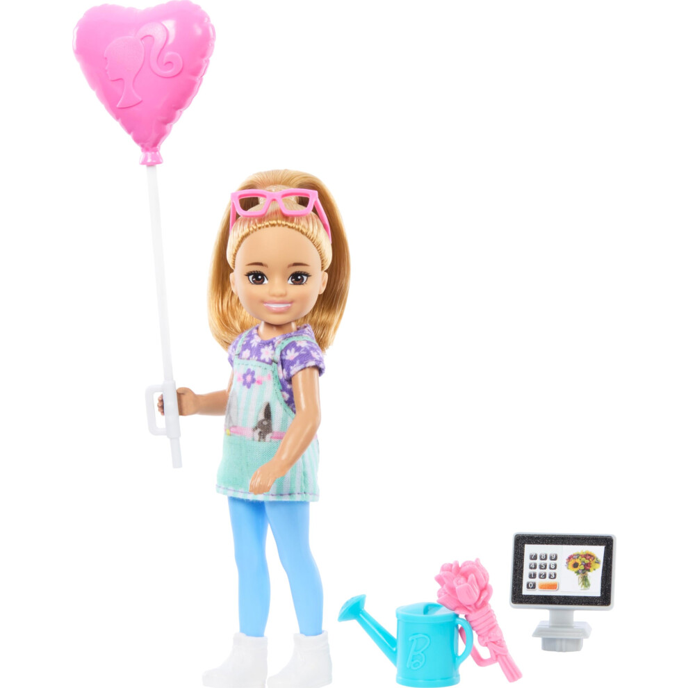 Barbie Doll & Accessories Toy Set, Chelsea Can Be Florist With 5 Flower Shop-Themed Pieces Including Bouquet & Register