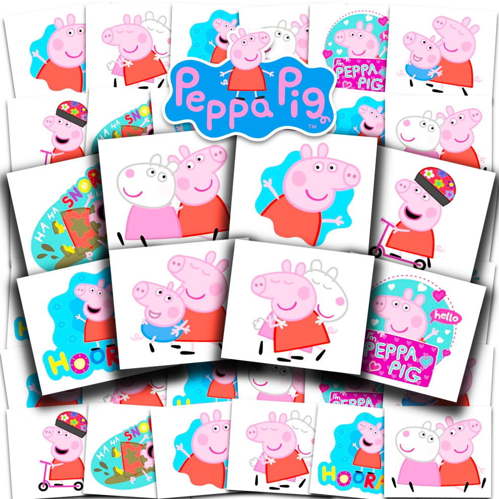Peppa Pig Tattoos Party Favors Bundle ~ 72 Perforated Individual 2"" x 2"" Peppa Pig Temporary Tattoos for Kids Boys Girls (Peppa Pig Party Supplies M