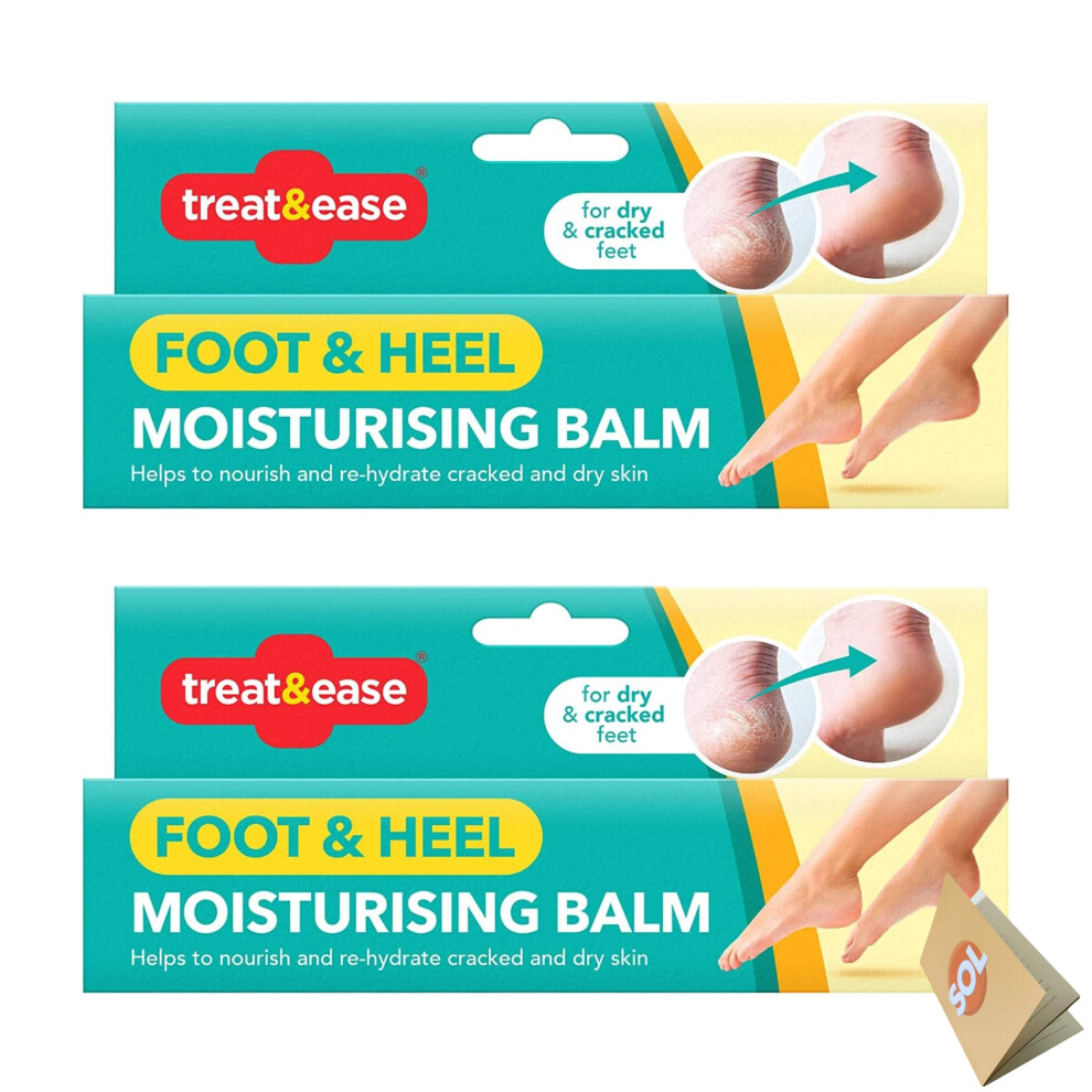 2pk Moisturising Foot Cream for Cracked Heels & Dry Skin - Nourishing Heel Balm, Soothes Rough Feet, Aloe Vera Scent, Softens Chapped Skin, Suitable