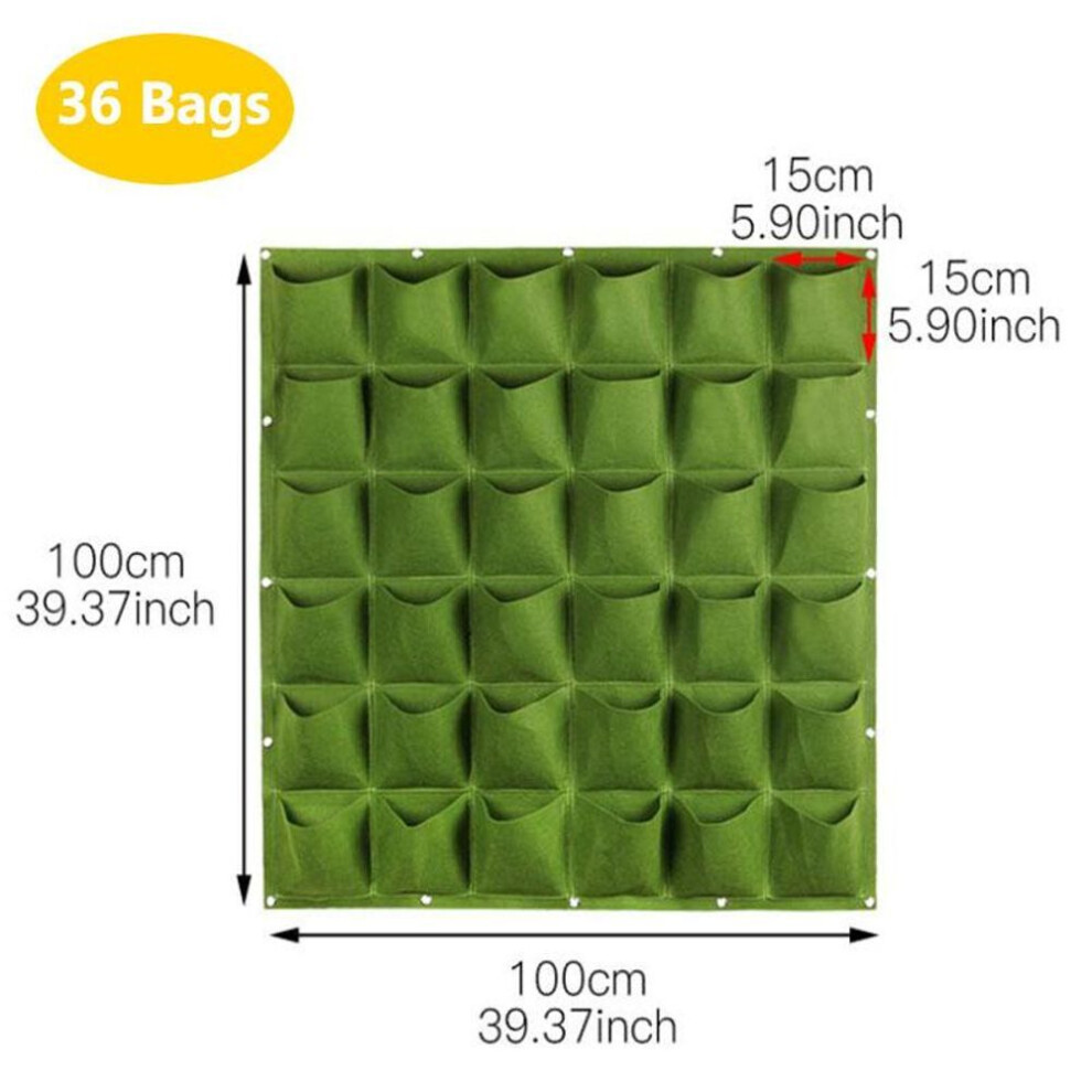 (36pockets 100x100) 12/25/36 Pockets Wall Hanging Grow Bags Flower Plant Pots Indoor Vertical Garden Flowerpot Planter Vegetable Growth Fabric Bag