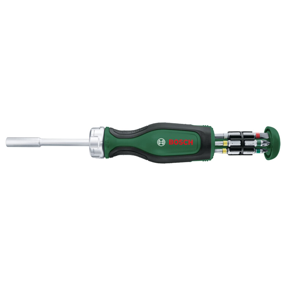 Rachet Screwdriver with 12 Bits (High-Torque Ratchet Screwdriver for Efficient, Heavy-Duty Screwdriving; Pop-Up Bit Magazine; 12 Bits Included;