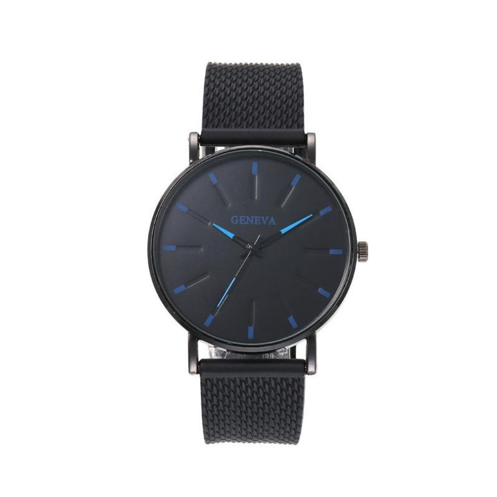(blue) Fashion Men's Business Black Watches Luxury Ultra Thin Quartz Men Wrist Watch Casual Classic Male Watch