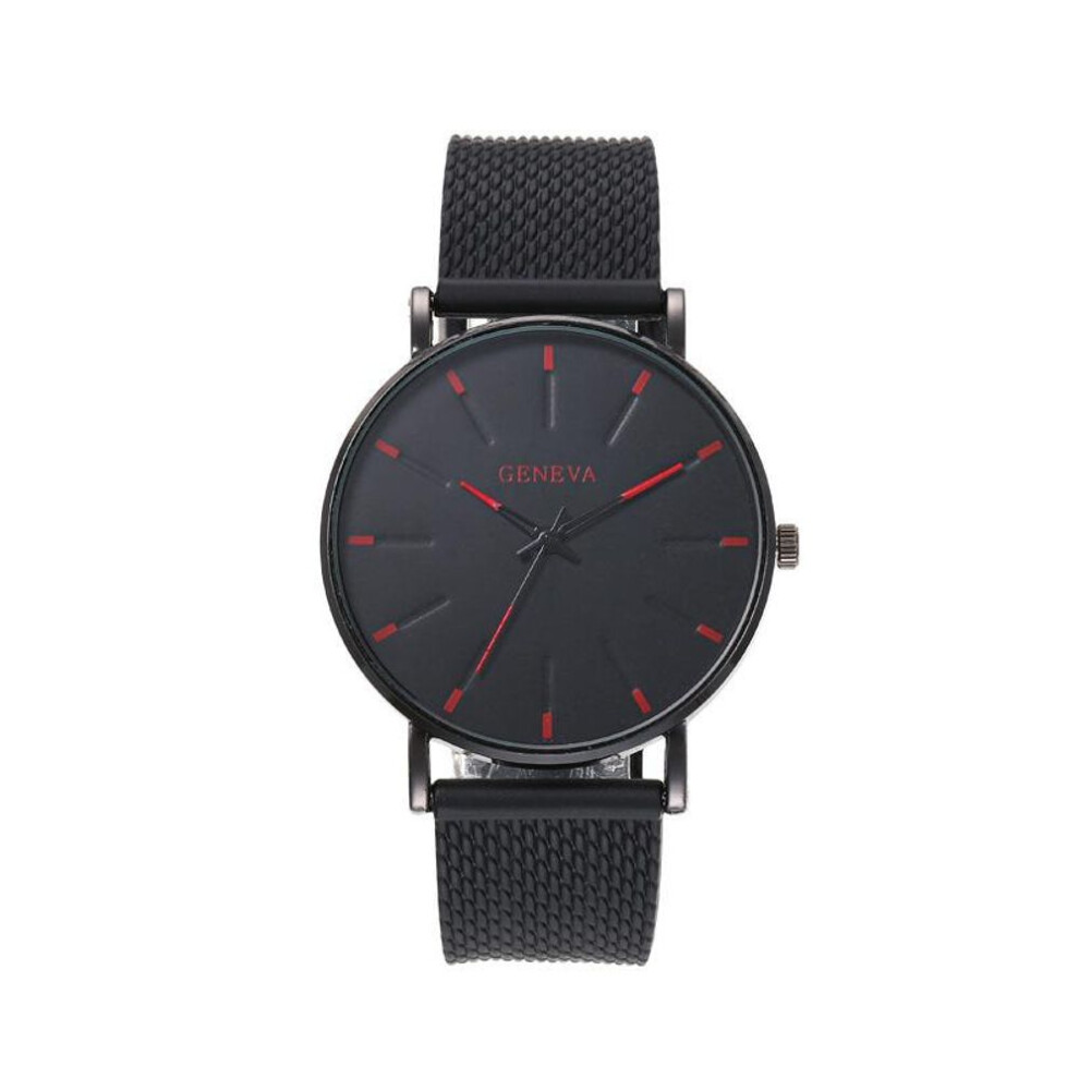 (red) Fashion Men's Business Black Watches Luxury Ultra Thin Quartz Men Wrist Watch Casual Classic Male Watch