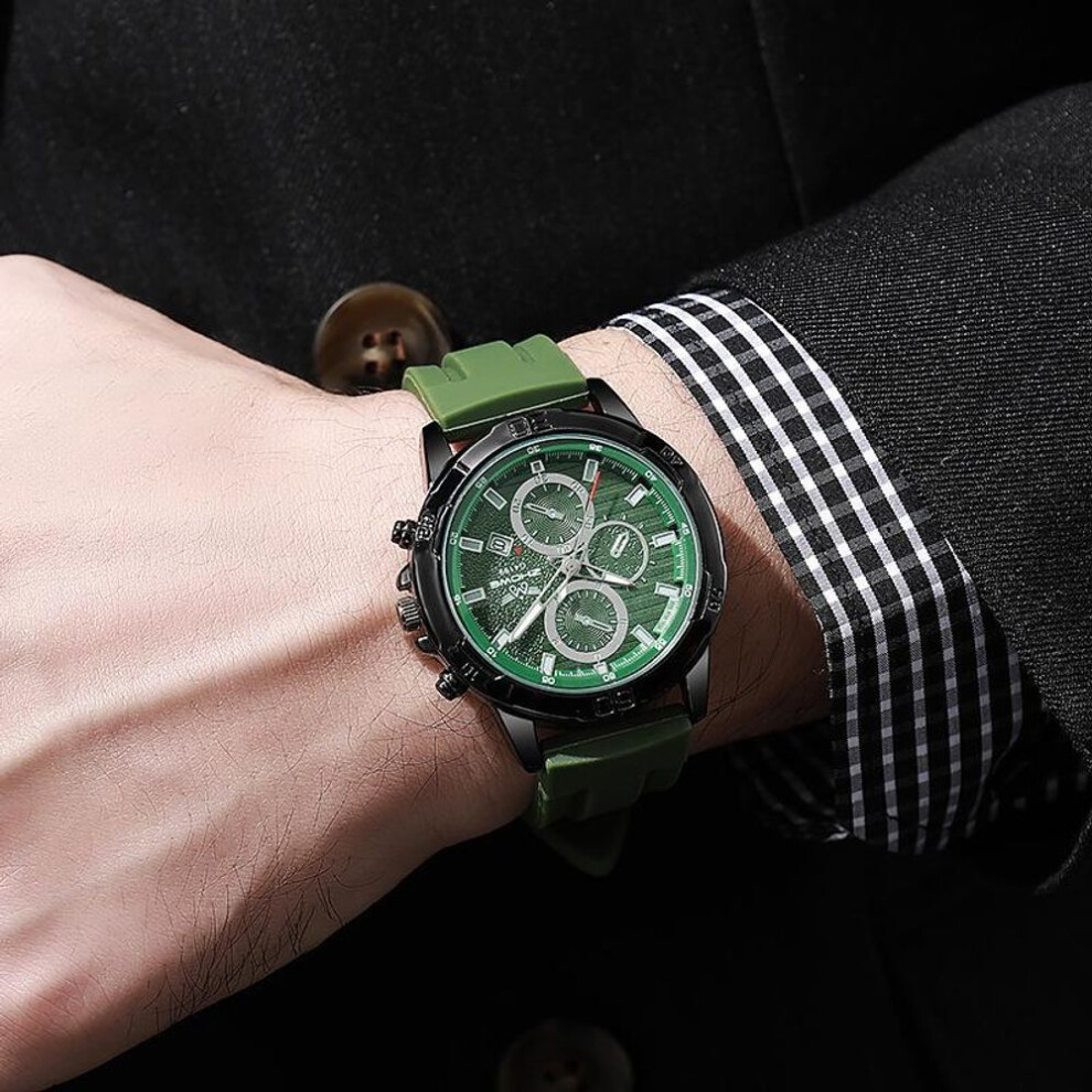 (army green) Fashion Men Wristwatch Luxury Waterproof Original Man Watch Silicone Strap Sport Quartz Male Clock Gift