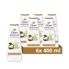 Advanced Care Pampering Body Wash Body Cleanser shower gel with a shea butter & vanilla scent for instantly lotion-soft skin 6x 400 ml