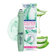 Eye Serum Roller with Niacinamide, Hyaluronic Acid, Polyglutamic Acid and Aloe - for Dark Circles, Puffy Eyes, Eye Bags and Wrinkles - 95% Natural,
