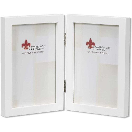 Lawrence Frames 4 x 6-Inch Studio Wood White Double Picture Frame (755846D)