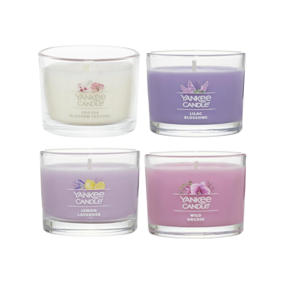 Yankee Candle Signature Votive Mini Candle Jars Mother's Day Variety Pack  1 Lemon Lavender  1 Wild Orchid  1 Sakura Bloom Festival  1 Lilac Blossoms