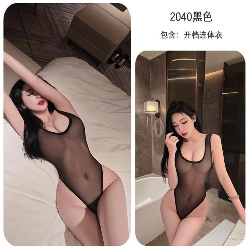 (black, One Size) Sexy Lingerie For Woman Oil Shiny Bodysuit Deep U Dead Reservoir Water  High Fork Smooth High Elastic Swimsuit Tights