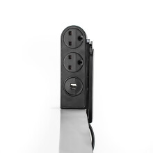 Multi Plug Extension | 2 Socket Extension Cable with 1 USB and 1 USB-C Charging Port | 1.5m Extension Lead | S2W2USBACBC1PK4