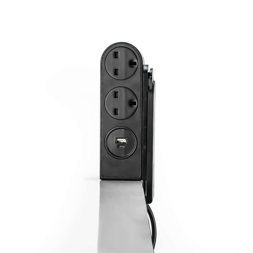 Multi Plug Extension | 2 Socket Extension Cable with 1 USB and 1 USB-C Charging Port | 1.5m Extension Lead | S2W2USBACBC1PK4