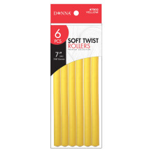 DONNA 7"""" Soft Twist Rollers 6pcs Foam Rollers Hair Clips for Hairdressing Styling Heatless Curls 7/16""""(D) YELLOW