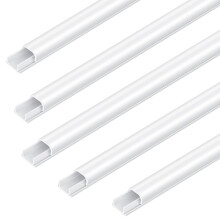 10Pcs Cable Trunking, Bolatus Mini Trunking Cord Hider to Hide Wires Self Adhesive Cable Tidy for Wall Mount TV Cables Cover Wire Trunk White 40cm