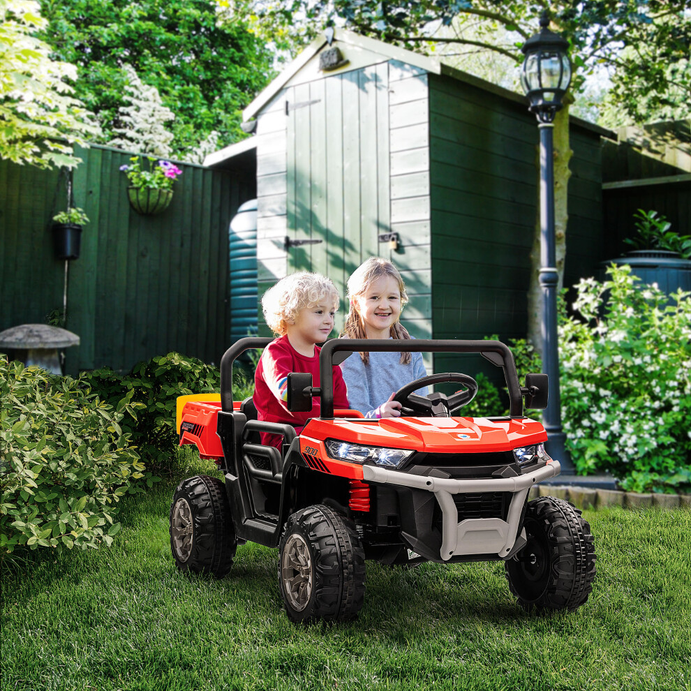 Homcom 12V 2 Seater Kids Electric Ride-On Car W/ Electric Bucket - Red