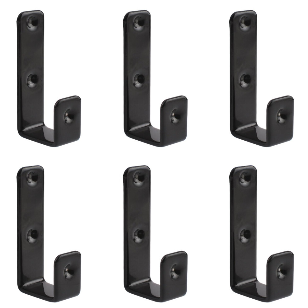 6Pcs Pvc Coated Ladder Hooks, Black Iron Bunk Bed Ladder Hooks, Heavy Duty Hook Brackets For Decoration Tool 702163211636