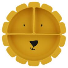 Silicone Divided Suction Plate - Mr. Lion - Baby & Toddler Plate with Strong Suction Base - Non-Slip, Microwave & Dishwasher Safe - Perfect for