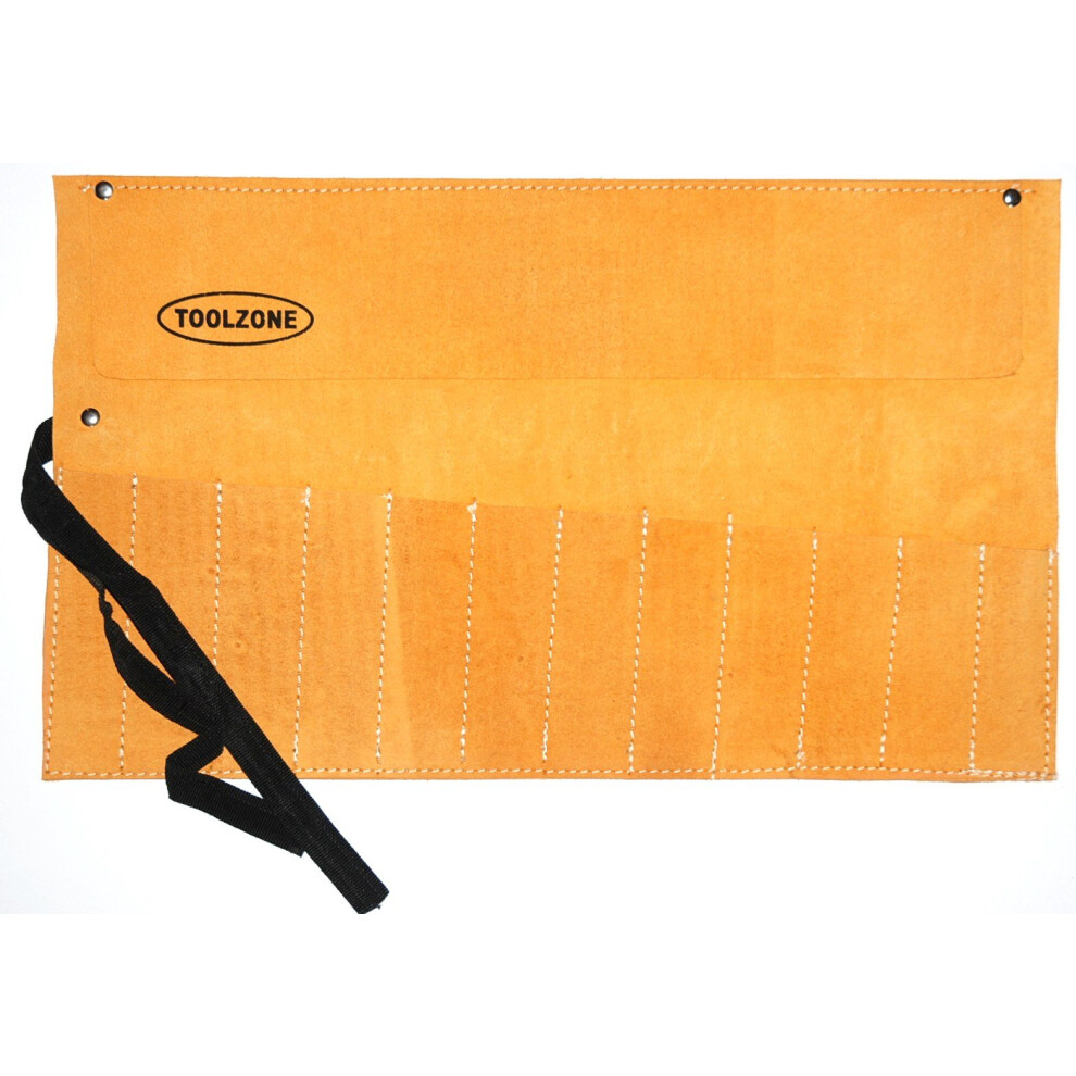 Tb031 12 Pocket Leather Tool/Chisel Roll,Gold 791429363783