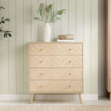 4 Drawer Oak Brown Wooden Chest Birlea Herringford
