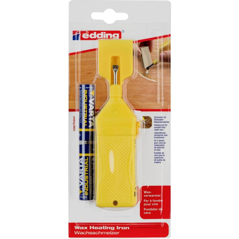 8903 Heating Iron - Wax Melter - 1 Piece Including 2 Batteries - Melter For Edding 8902 Wood Floor Repair Waxes 4004764897445