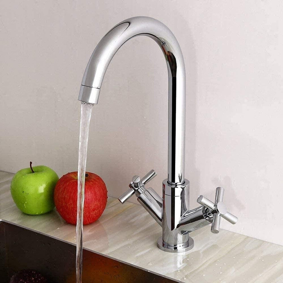 Desla Modern Cross Head Bathroom Chrome Basin Sink Mono Mixer
