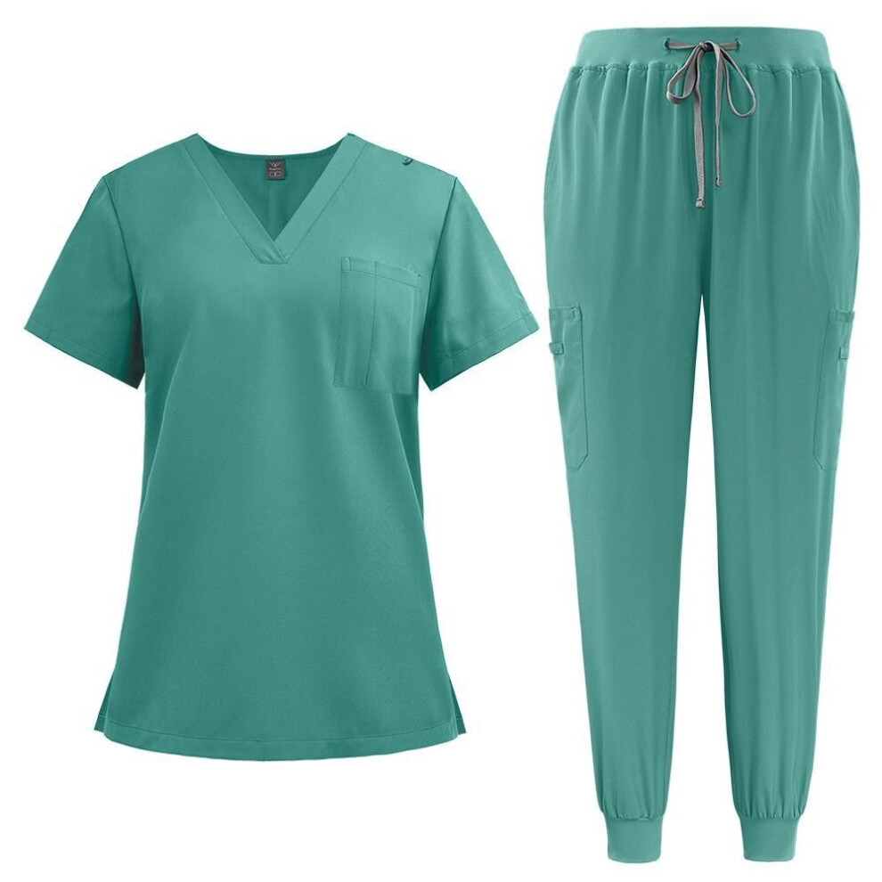 (green, XXL) Scrubs Women Beauty SPA Uniform Pet Clinic Store Veterinary Dentistry Work Clothes Set Medical Nurse Uniform Unisex