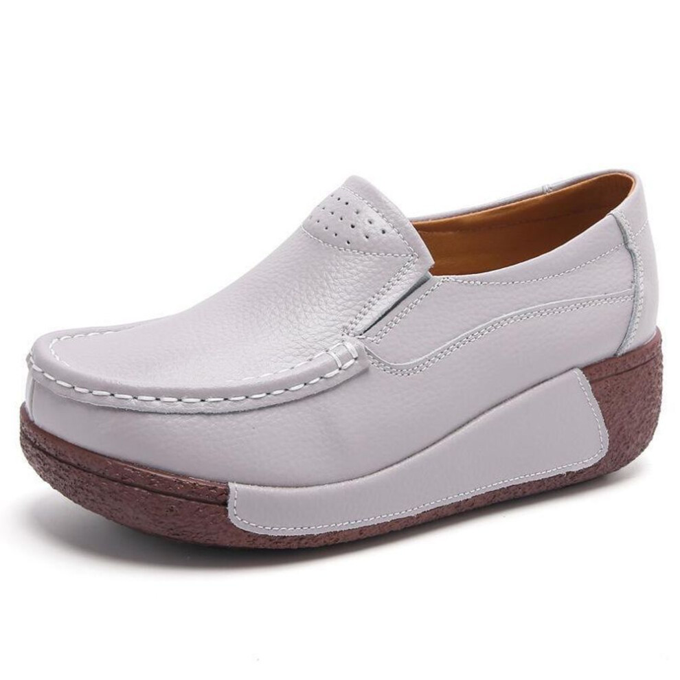 (grey, 40) 2024 Fall Women's Slip-On Wedge Platform Shoes