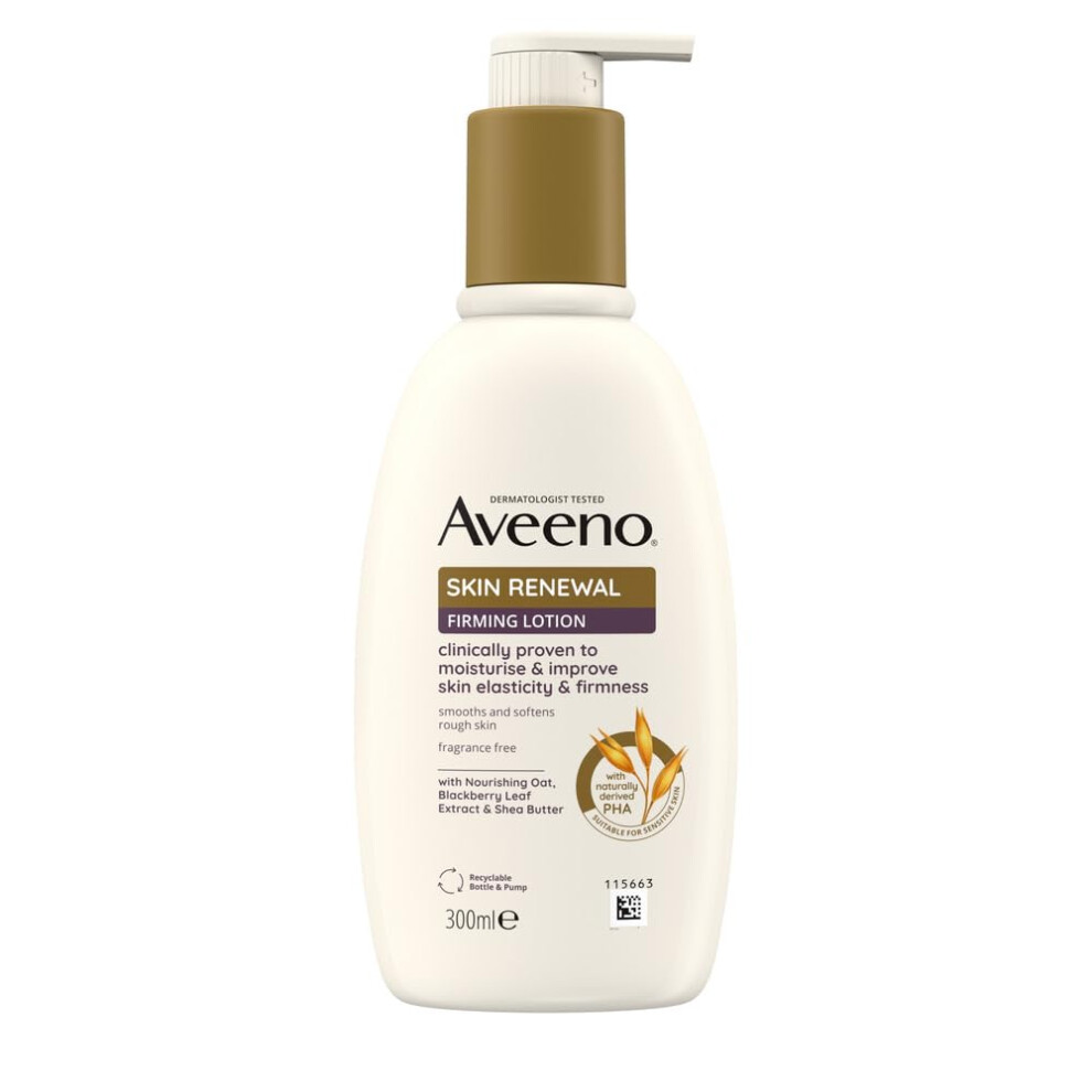 Aveeno Skin Renewal Firming Lotion (1X 300Ml), Firming Body Lotion With Nourishing Prebiotic Oat, Shea Butter, 4% Naturally-Derived Pha And Blackberry