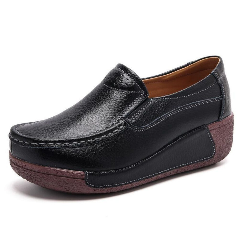 (black, 36) 2024 Fall Women's Slip-On Wedge Platform Shoes