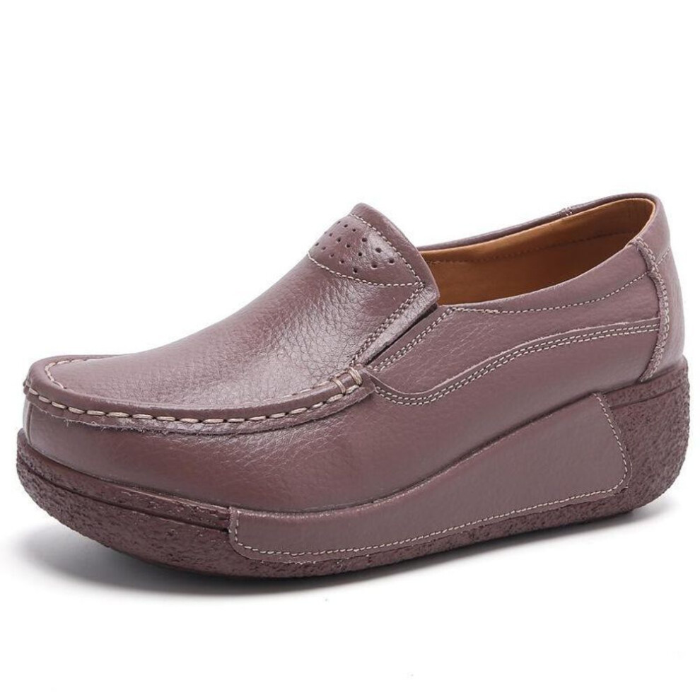 (as the picture, 38) 2024 Fall Women's Slip-On Wedge Platform Shoes