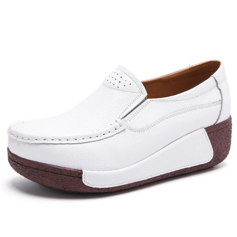 (white, 39) 2024 Fall Women's Slip-On Wedge Platform Shoes