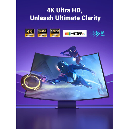 Cavo HDMI 2.0 4K da 2 m, nero, intrecciato e resistente. 1