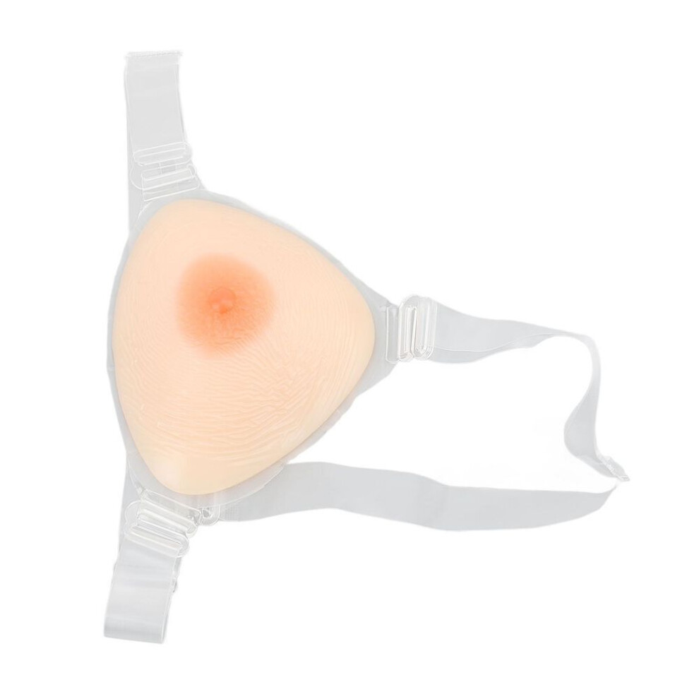 (beige, L) Side Silicone Bust One Piece Triangular Silicone Bust Form Silicone Chest With Adjustable Single
