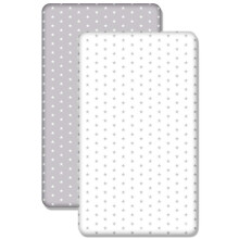 BABY 2-PACK FITTED CRIB SHEET PRINTED 100% COTTON 90X40 Small white & Grey stars