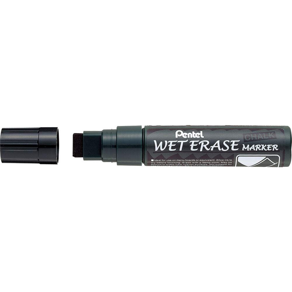 Pentel Smw56-A Chalk Markers Wet Erase Jumbo Chisel Tip 3.5-10.5 Mm Black