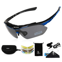 Sports Sunglasses 5 in 1 Polarized Cycling Glasses for Men Women Tactical Military Glasses for Cycling Running Driving UV 400 Protection Golf