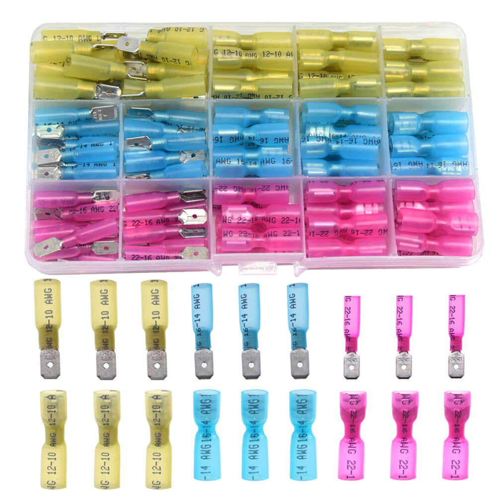 120Pcs Heat Shrink Female Male Spade Connector Quick Insulated Splice Wire Connectors Setï¼Rsz) 750466312697