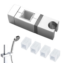 Adjustable Shower Bracket, No-Drill Shower Rail Holder, Fits Multiple Sizes of Shower Rails & Lifting Rods, 360 Angle Adjustment Holder Accessories