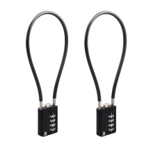 RESET-204 (2 Pack) 4 Digit Combination Padlock with 12 inch (30cm) Steel Cable,Cable Lock for Trash Can, Locker, Gym Locker, Luggage, Suitcase, Gun