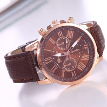 (brown, Factory Direct Deal) Geneva Ladies' Quartz Watch with Leather Strap - Classic Multicolor Options