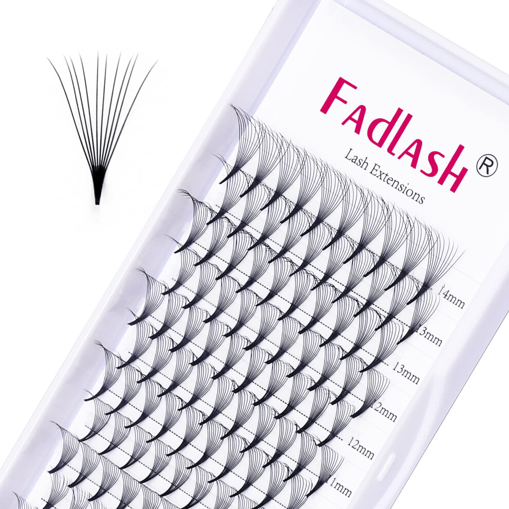 Fadlash Volume Lash Extensions 10D Premade Russian 0.07 C Curl 8-14Mm Mixed Pre Made Russian Lashes Volume Lashes Pre- Made Fan Lashesï¼10D-0.07-C-Mix(8-14)?