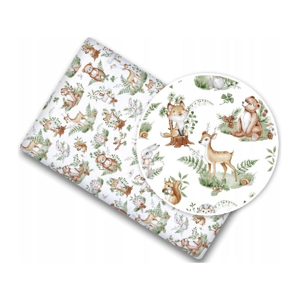 Baby Nursery Bed Fitted Cot Sheet 100% Cotton Printed Design For Crib 90X40cm Animals In The Forest Babymam