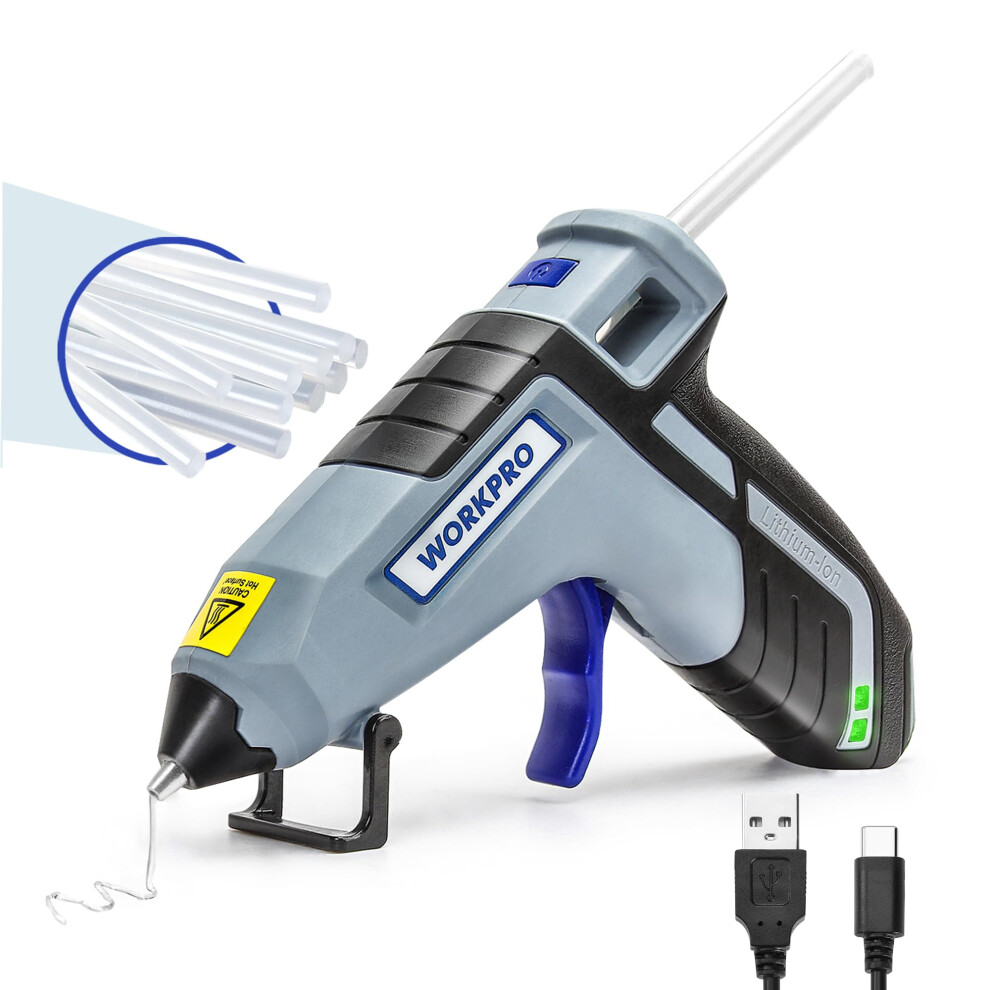 Cordless Glue Gun 3.6V With 20Pcs Glue Sticks(7X100mm), Fast Preheating Hot Glue Gun Kit With Less-Drip Nozzle, Usb-C Rechargeable Hot Melt Glue Guns 820909604570