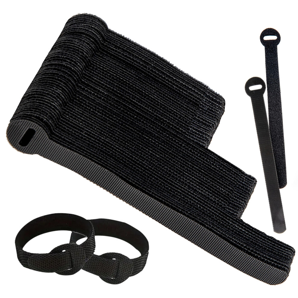 120X Multi-Sizes Black Reusable Cable Ties Â Adjustable & Releasable In 3 Sizes For Pc, Tv, Office, And Cord Management 5065014253373