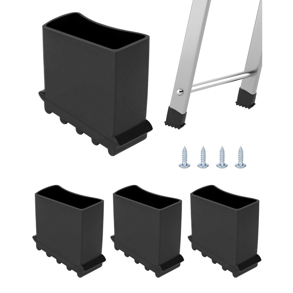 Qwork 4Pcs Ladder Rubber Feet Stabiliser, 25X50 Mm Non-Slip Rubber Cover For Step Ladders 795973641182