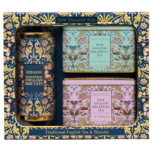 Traditional Tea & Biscuits Gift Set with 80 English Breakfast Teabags & Cornish Biscuits