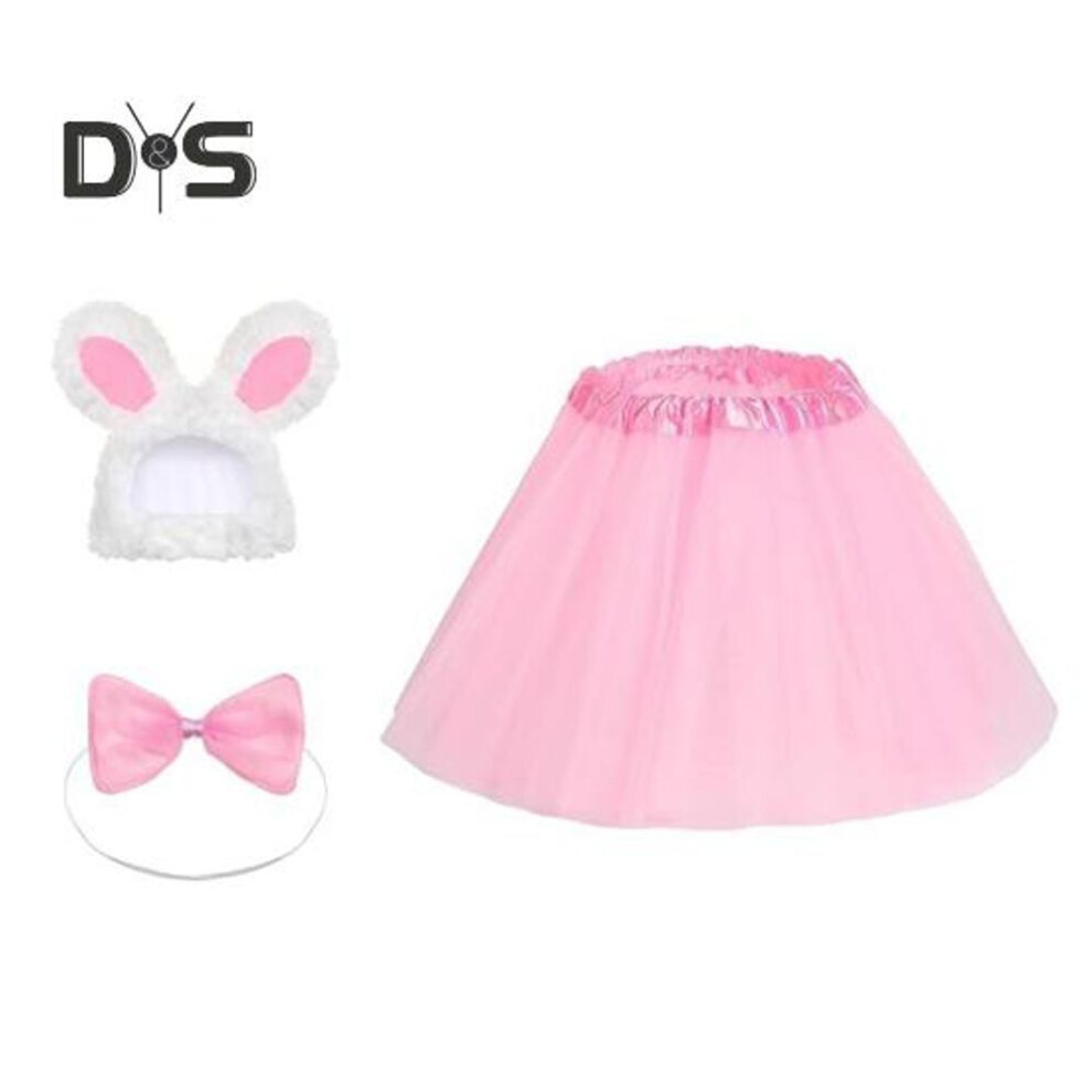 (as the picture, A) Easter Bunny Goose Outfit for Cement Goose Bunny Ear Hat And Bow Tie Tutu Skirt Easter Costume Set Lawn Goose Statue Attire for Easter Party Yard