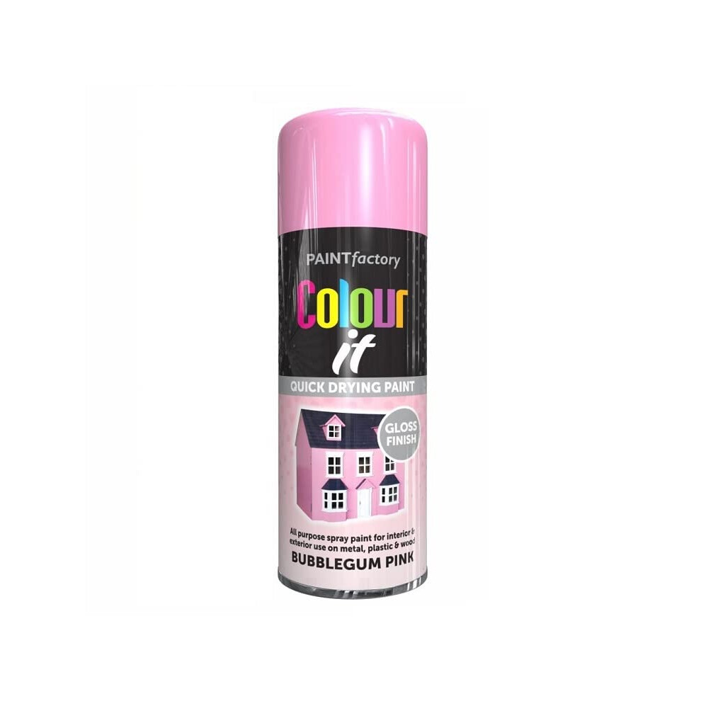 Bubblegum Pink Gloss All Purpose Aerosol Spray Paint 400Ml Quick Drying Spray, Fast Dry And Excellent Coverage For Metal, Wood, Plastic And More By 5056558621315