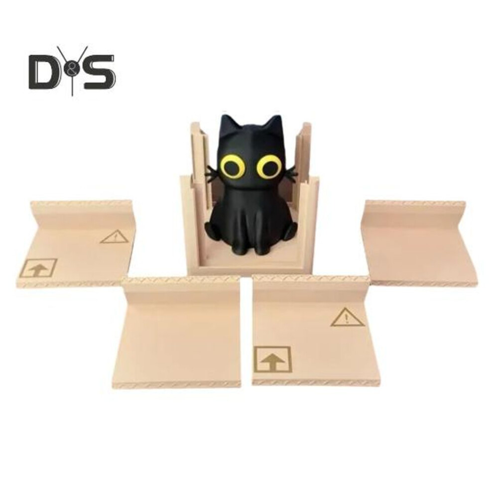 (black) Cat Box Coaster Set Cute 3D Printed Cat Coasters Cork Drink Cup Holder Coasters for Coffee Tea Heat Resistant Coasters Gifts for Cat Lovers