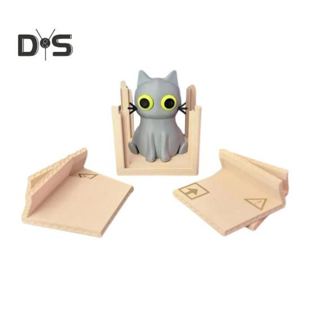 (grey) Cat Box Coaster Set Cute 3D Printed Cat Coasters Cork Drink Cup Holder Coasters for Coffee Tea Heat Resistant Coasters Gifts for Cat Lovers