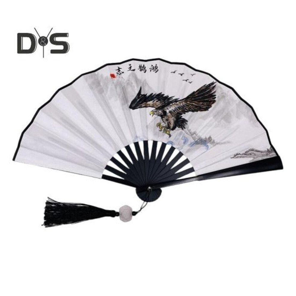 (as the picture, E) Folding Hand Held Fan Chinese Vintage Style Plastic Fan Double Sided Hanfu Accessories for Weddings Dancing Parties